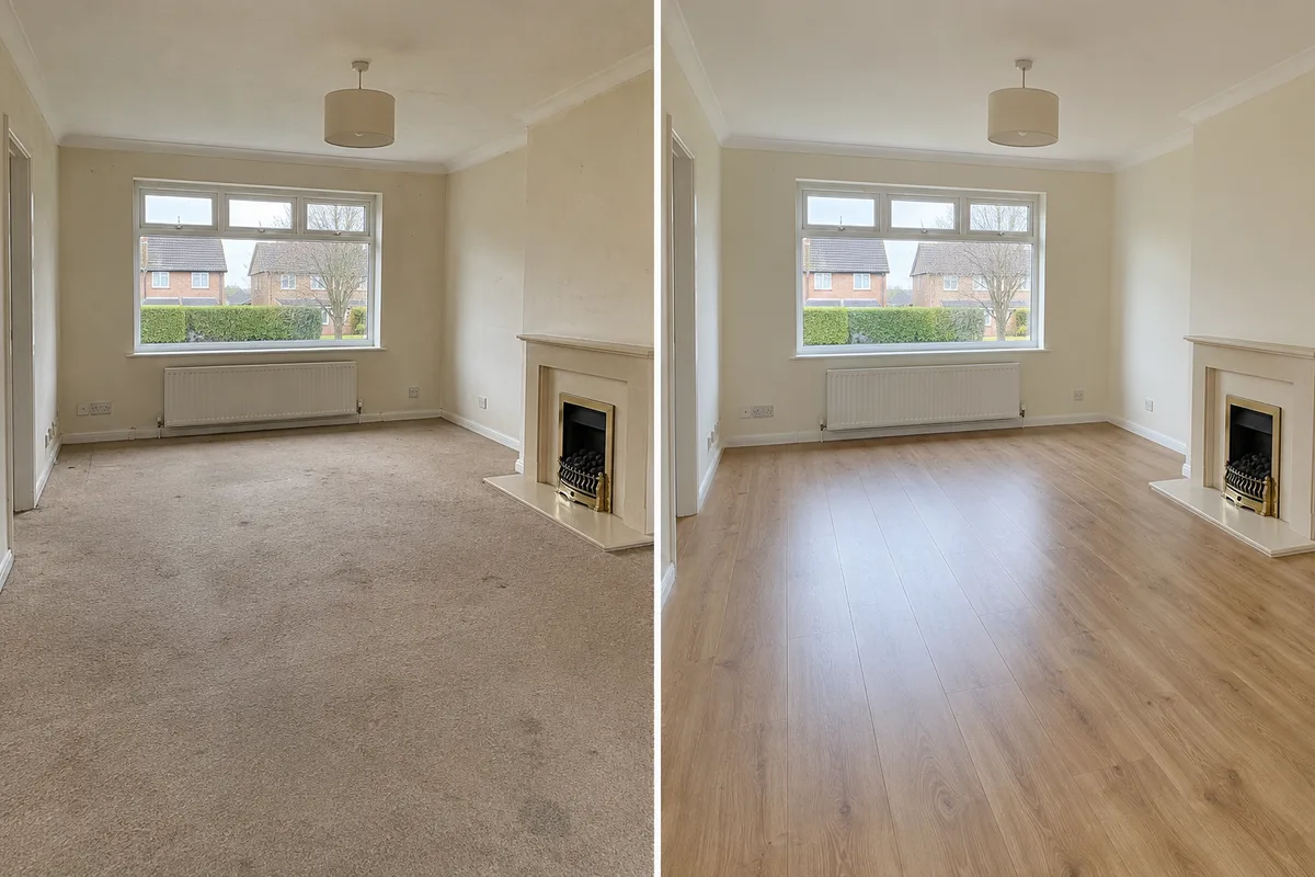 Same room before and after an illustrative refurbishment