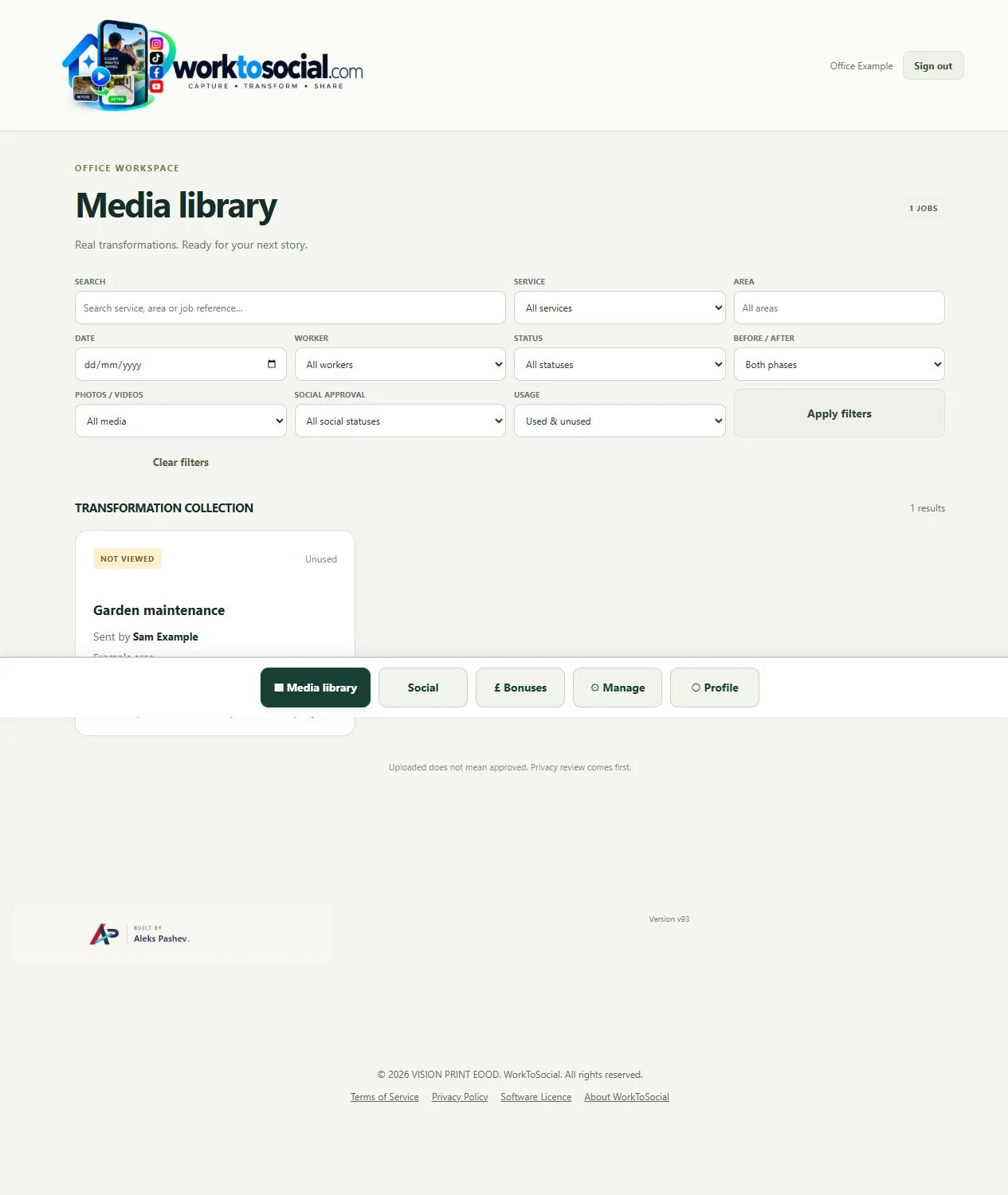 Actual WorkToSocial media library
